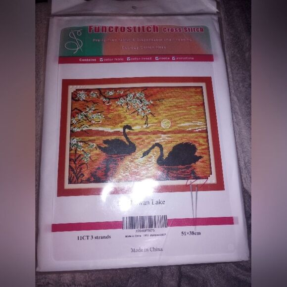 Swan Lake Cross Stitch Kit 20x15 In NWT - Picture 3 of 4